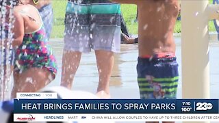 Bakersfield residents enjoy the spray park amid triple digit heat