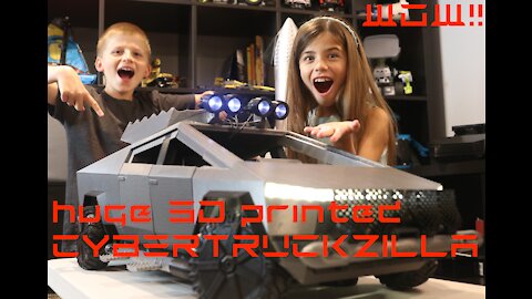 Huge 3D Printed Cybertruck with SpaceX Inspired Accessories & Trim #CYBERTRUCKZILLA