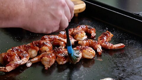 Bacon Wrapped Shrimp on the Blackstone Griddle