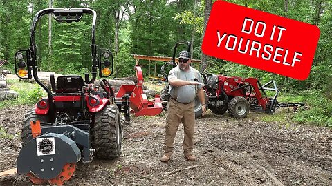 Land Clearing with a Tractor | Clearing Land DIY FAST | Stump Grinder