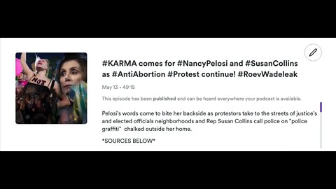 #KARMA comes for #NancyPelosi and #SusanCollins as #AntiAbortion #Protest continue! #RoevWadeleak