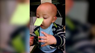 Cute Baby has Something on his Nose!