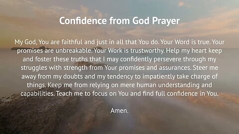 Confidence from God Prayer (Prayer for Perseverance)