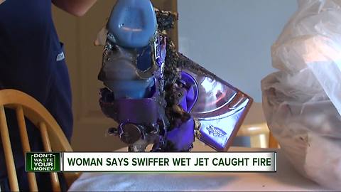 Woman says her Swiffer WetJet caught fire