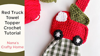 The Crochet Red Truck Christmas Pattern an EASY Crochet Towel Topper