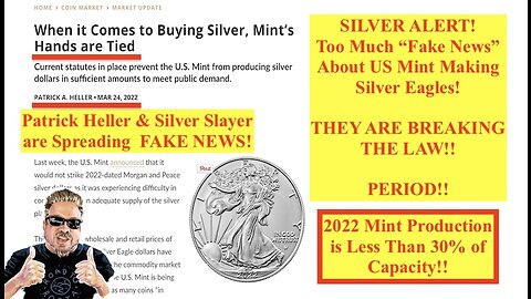 SILVER ALERT! Too Much "Fake News" About US Mint NOT Making Silver Eagles! (Bix Weir)