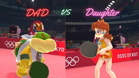 Dad v Daughter in table tennis on mario&sonic olympics