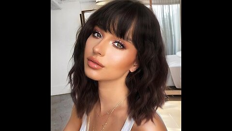 Short Dark Brown Wigs for Women Wavy Bob Wig