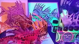 UVblacklight Painting Saambo ChuppahCabra Tape Fish Monster