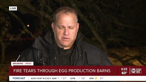 Fire tears through egg production barns in Dade City