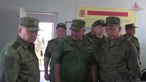 Defence Minister General of Army Sergei Shoigu inspects military units