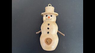 Woodturning my first snowman on a lathe