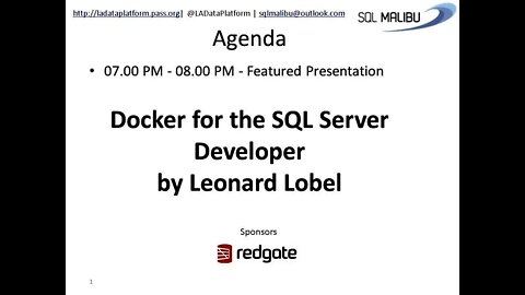 May 2020 - Docker for the SQL Server by Leonard Lobel (@lennilobel)