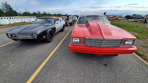 68 Chevy Camaro Vs. 79 Chevy Malibu 1/4 Mile Drag Race !