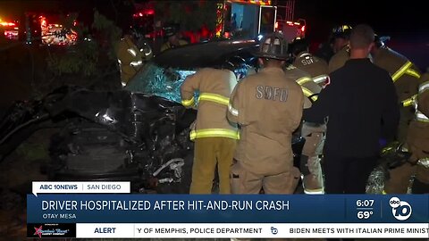 Driver rescued after car destroyed in Otay Mesa hit-and-run crash