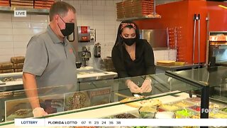 Making pizza at new Blaze Pizza in SWFL