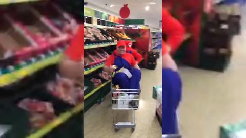 Super Mario Kart in the supermarket!