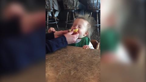 "Baby Boy Tastes Lemon For the First Time And Goes For Another Bite"