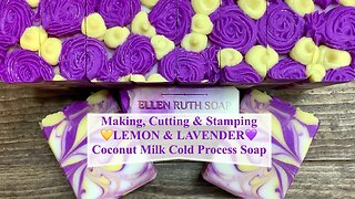 Making 💛 LEMON & LAVENDER 💜 Coconut Milk CP Soap w/ Piping Frosting | Ellen Ruth Soap