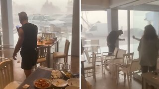 Extreme storm winds wreak havoc in Lefkada, Greece