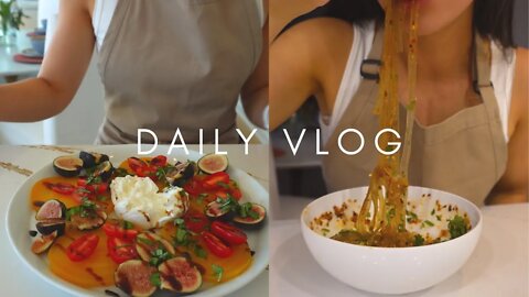 Daily Life Vlog | Burrata salad, cucumber kimchi, delmonico steak, basil butter pasta, mukbang