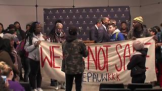 Protesters interrupt DePauw press conference