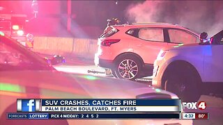 SUV crashes, catches on fire in Fort Myers