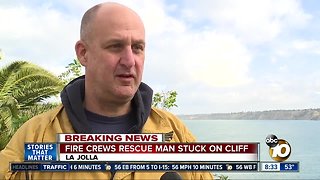 Fire crew rescue man stuck on cliff