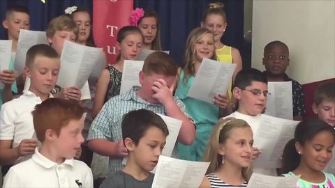 Young Boy Breaks Down While Singing Goodbye To Elementary School