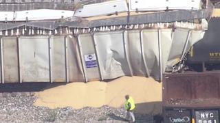 Train collides with railcars near downtown Indy causing spill, several road closures