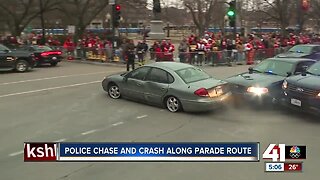 Police chase, crash along parade route