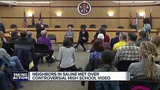 Neighbors in Saline meet over controversial high school video