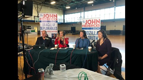 LEGACY PAC President Angie Wong with Steve Bannon on John Fredericks TRUMP BUS TOUR 11-8-22 VFAF