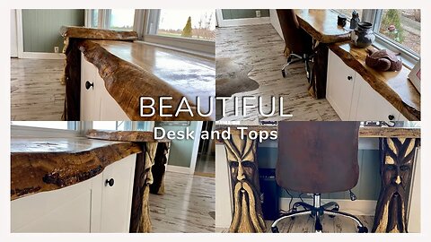 Custom Desk - Carved Table Legs - Beautiful Live Edge Tops