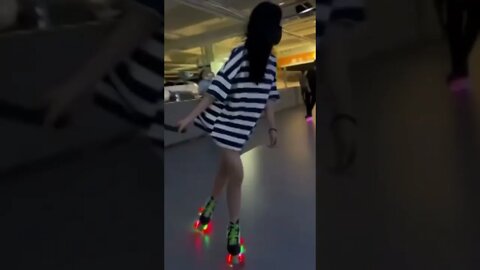 Cute Chinese Girl Can Roller Skate With Grace