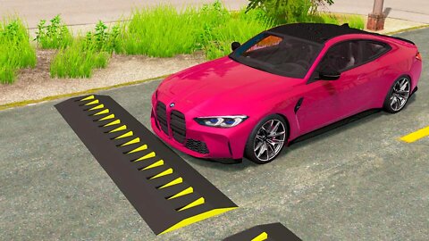 BMW M4 vs Spikes – BeamNG.Drive