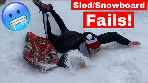 Funny Sled and Snowboarding Fails from a Giant Snow Hill we Made in my Yard