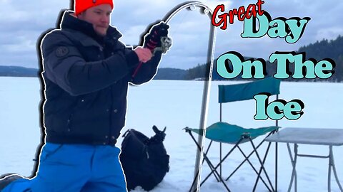 Multiple Species Ice Fishing on Back Country Lake in Algoma