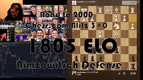 Road to 2000 #97 - 1805 ELO - Chess.com Blitz 3+0 - Nimzowitsch Defense