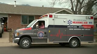 Retired ambulance used to provide curbside hearing services during the COVID-19 pandemic