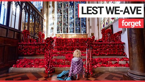 Thousands of knitted poppies displayed in church to mark WW1 centenary