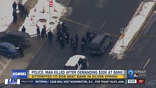 Attempted bank robber shot, killed by Montgomery County Police