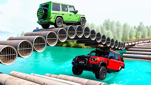 Cars vs Pipe Bridge x Upside Down Speed Bumps x Log Trap ▶️ BeamNG Drive