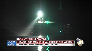 Search for man who vanished in waves