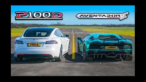 Lamborghini Aventador S v Tesla Model S P100D DRAG RACE ROLLING RACE BRAKE TEST