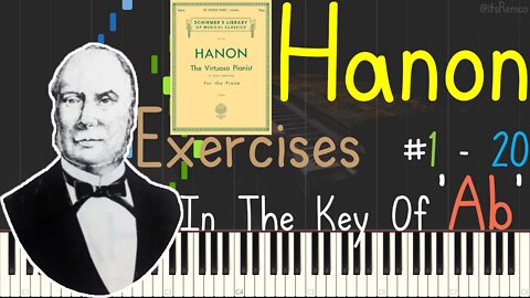 Hanon: The Virtuoso Pianist Exercices 1 - 20 In The Key Of Ab 1873 (Preparatory Exercises Synthesia)