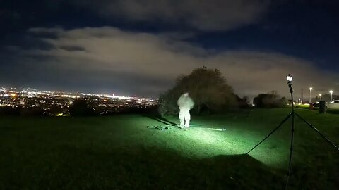 packing away tent . nightlapse. overlooking Portsmouth. GoPro