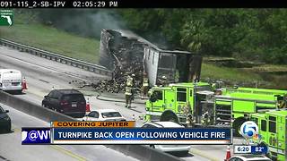 Turnpike reopens after truck fire