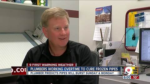 Plumbers working overtime to fix frozen pipes