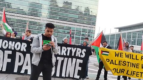 The NYC Rally In Solidarity with Jenin Nablus Huwarra Palestine outside the United Nations 3/17/23